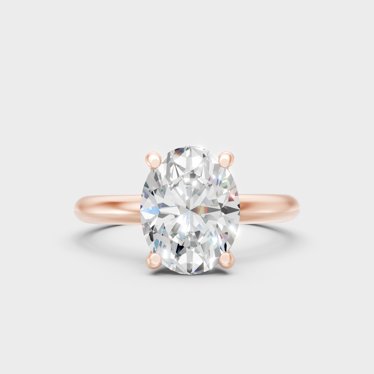 Modern Rose Gold Ring With A Brilliant Sustainable Oval Lab Diamond