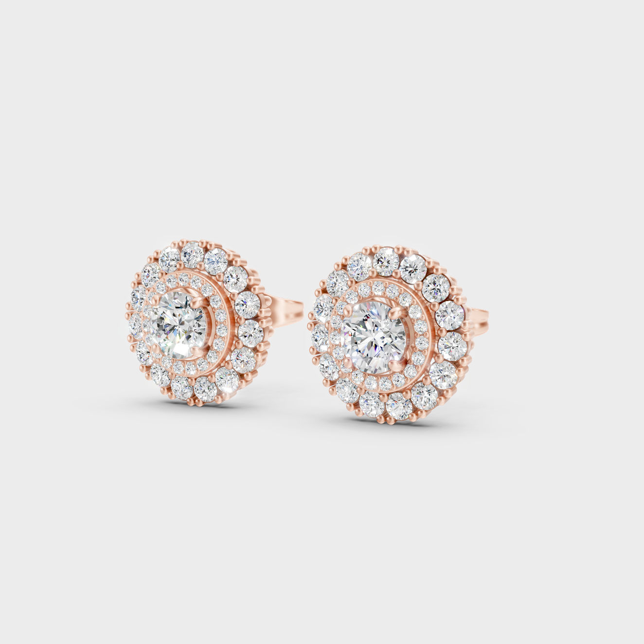 9K Rose Gold Round-Cut Lab-Grown Diamond Earrings With Hallmark Quality