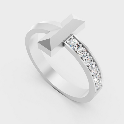 Sleek 18K White Gold Men’s Band Featuring A 0.21Ct Round Lab Diamond