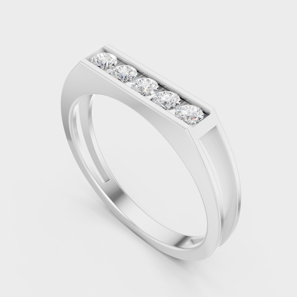 Sleek 18K White Gold Men’s Band Featuring A 0.25Ct Round Lab Diamond