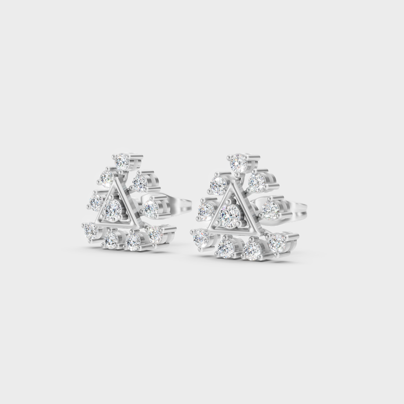 9K White Gold Round-Shaped Lab-Grown Diamond Studs With Clean Minimalist Design