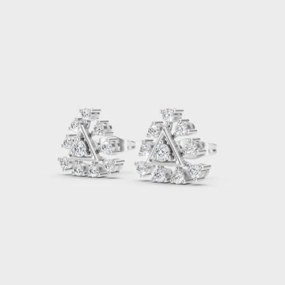 9K White Gold Round-Shaped Lab-Grown Diamond Studs With Clean Minimalist Design