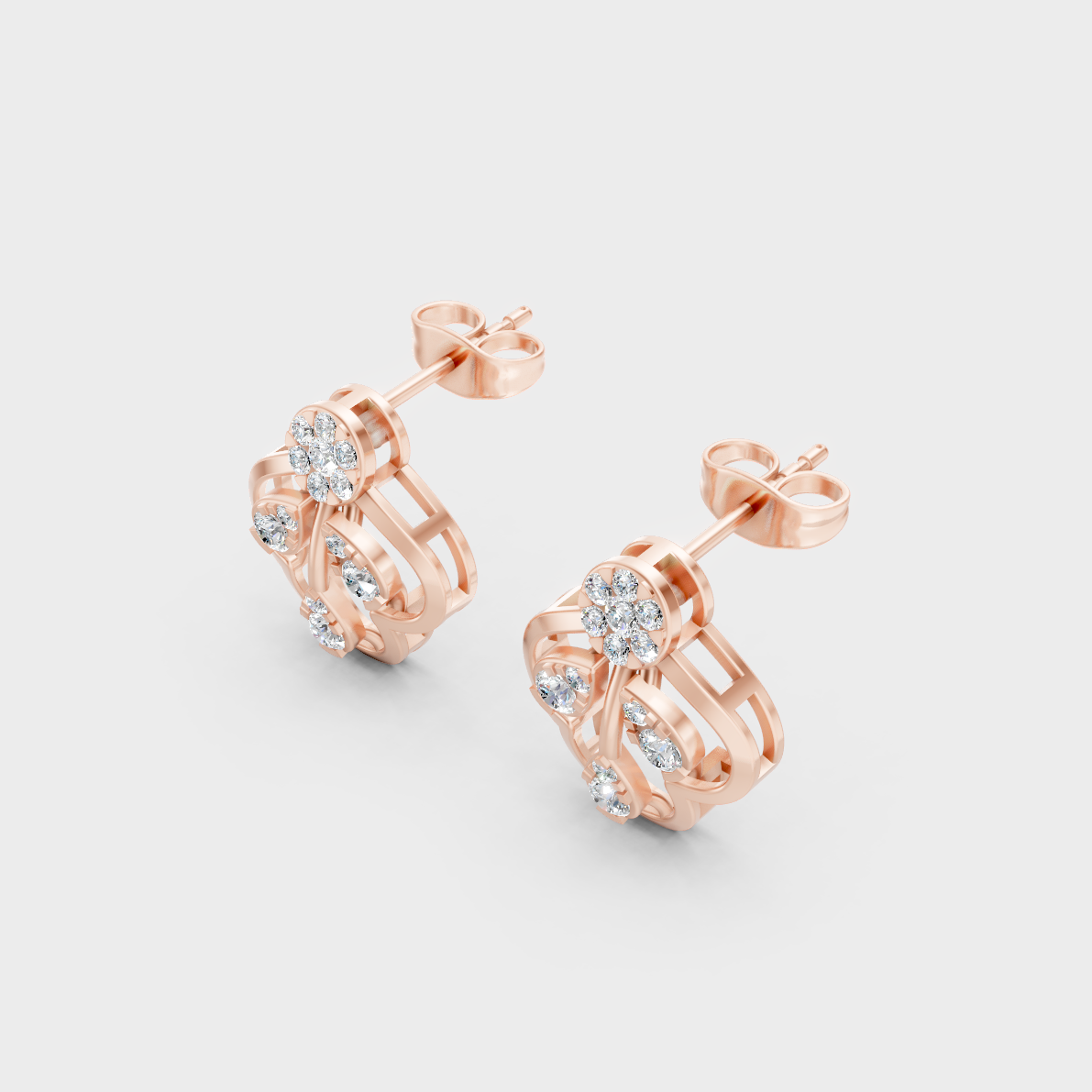  9K Rose Gold Round-Cut Lab-Grown Diamond Earrings With Hallmark Quality