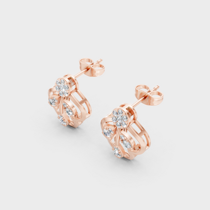  9K Rose Gold Round-Cut Lab-Grown Diamond Earrings With Hallmark Quality