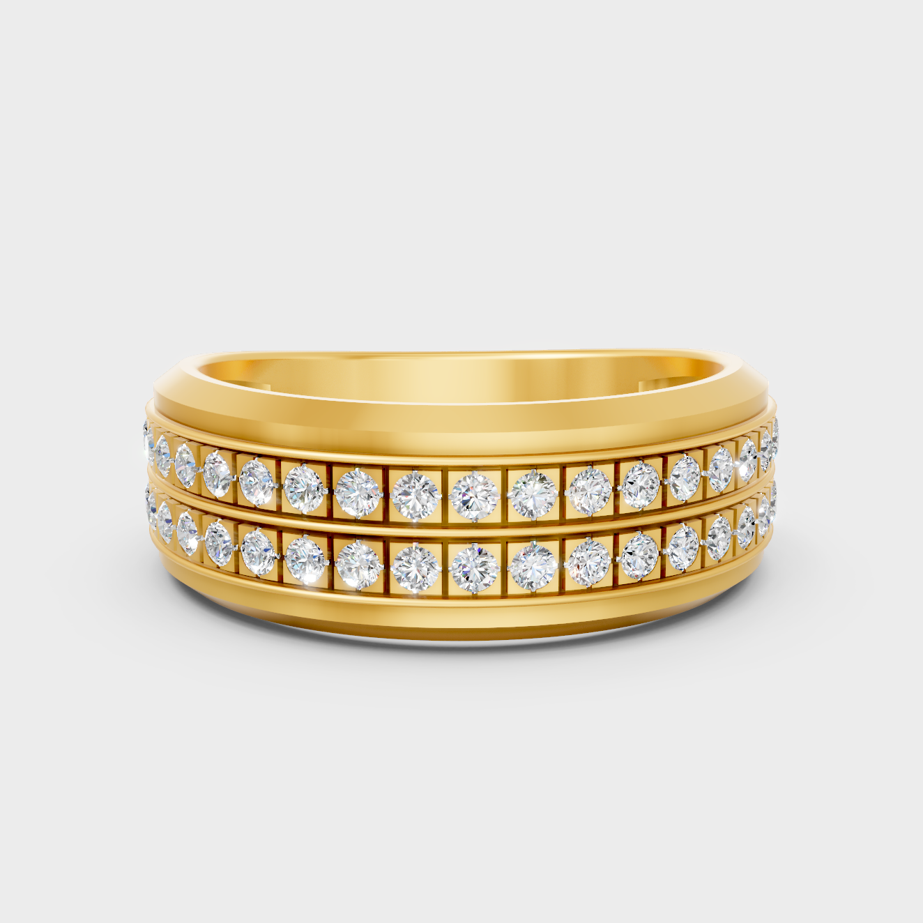 Certified 0.57 Carat Round-Cut Lab-Grown Diamond Men’s Ring In 18K Yellow Gold