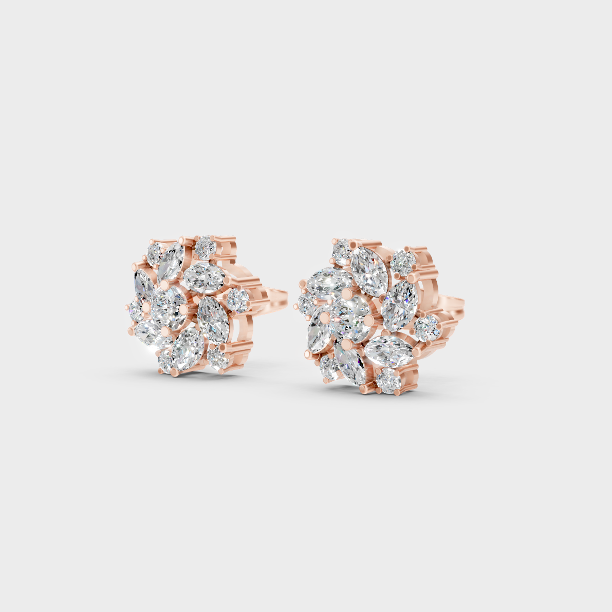  9K Rose Gold Mixed-Cut Lab-Grown Diamond Earrings With Hallmark Quality