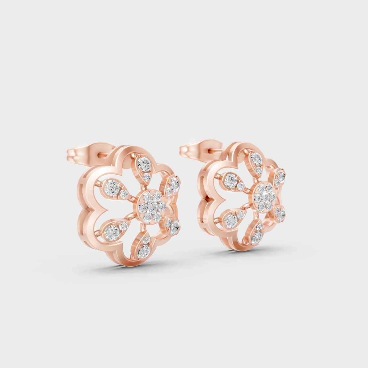 Sleek 14K Rose Gold Studs Featuring Certified 0.30 Carat Each Round Lab Diamonds
