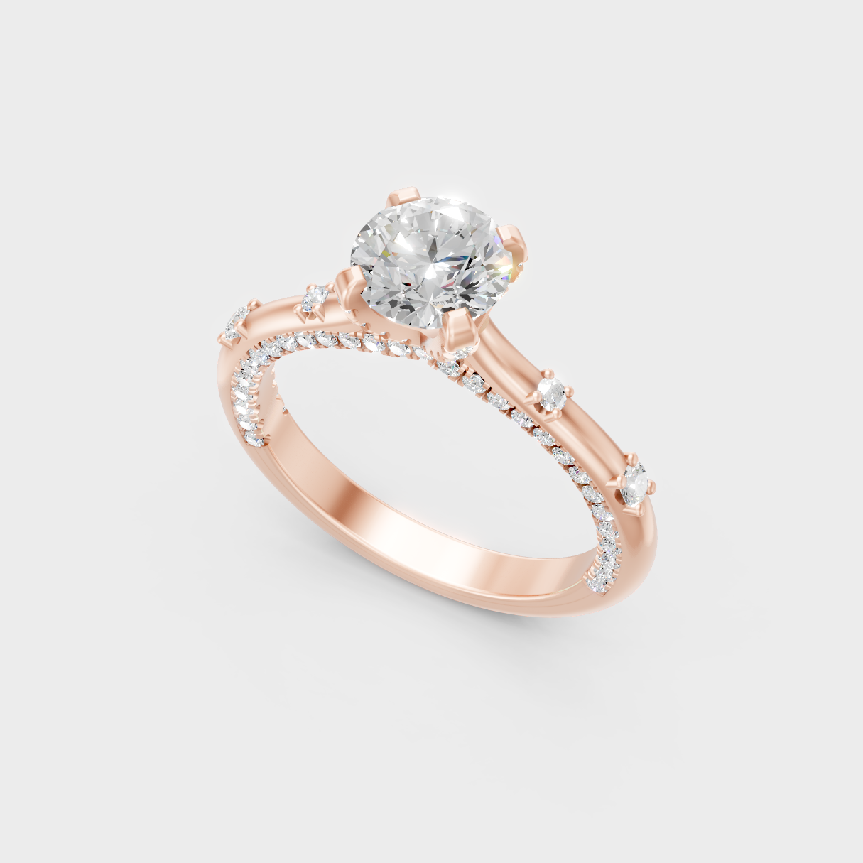  Rose Gold Round-Cut Lab-Grown Diamond Ring For Modern Luxury