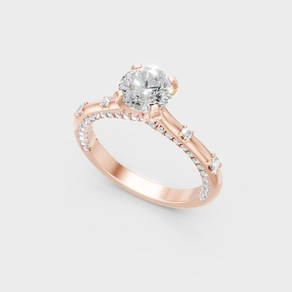  Rose Gold Round-Cut Lab-Grown Diamond Ring For Modern Luxury