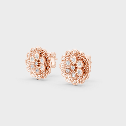 9K Rose Gold Round-Cut Lab-Grown Diamond Earrings With Hallmark Quality 