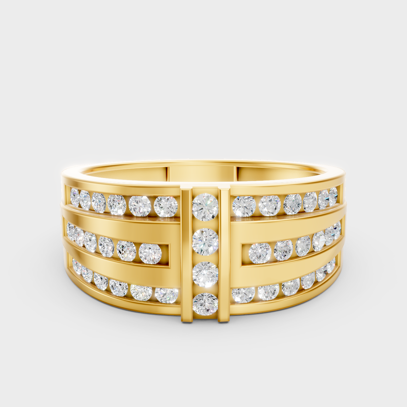 0.75 Carat Round-Cut Lab-Grown Diamond Men’s Ring In 14K Yellow Gold