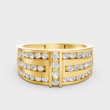 0.75 Carat Round-Cut Lab-Grown Diamond Men’s Ring In 14K Yellow Gold