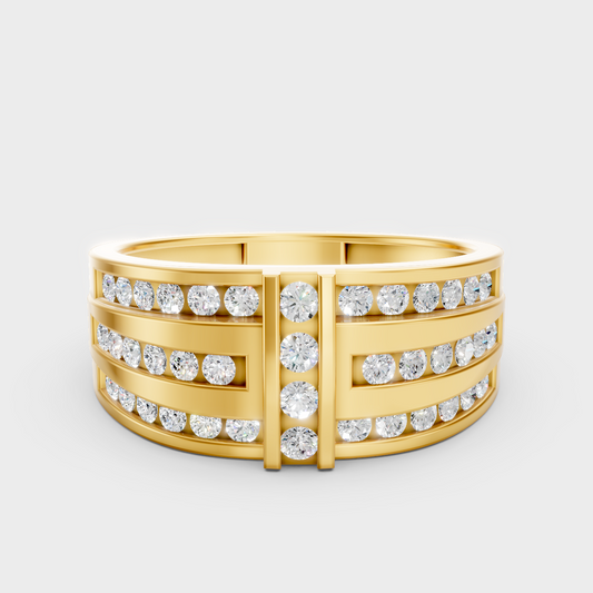 0.75 Carat Round-Cut Lab-Grown Diamond Men’s Ring In 14K Yellow Gold