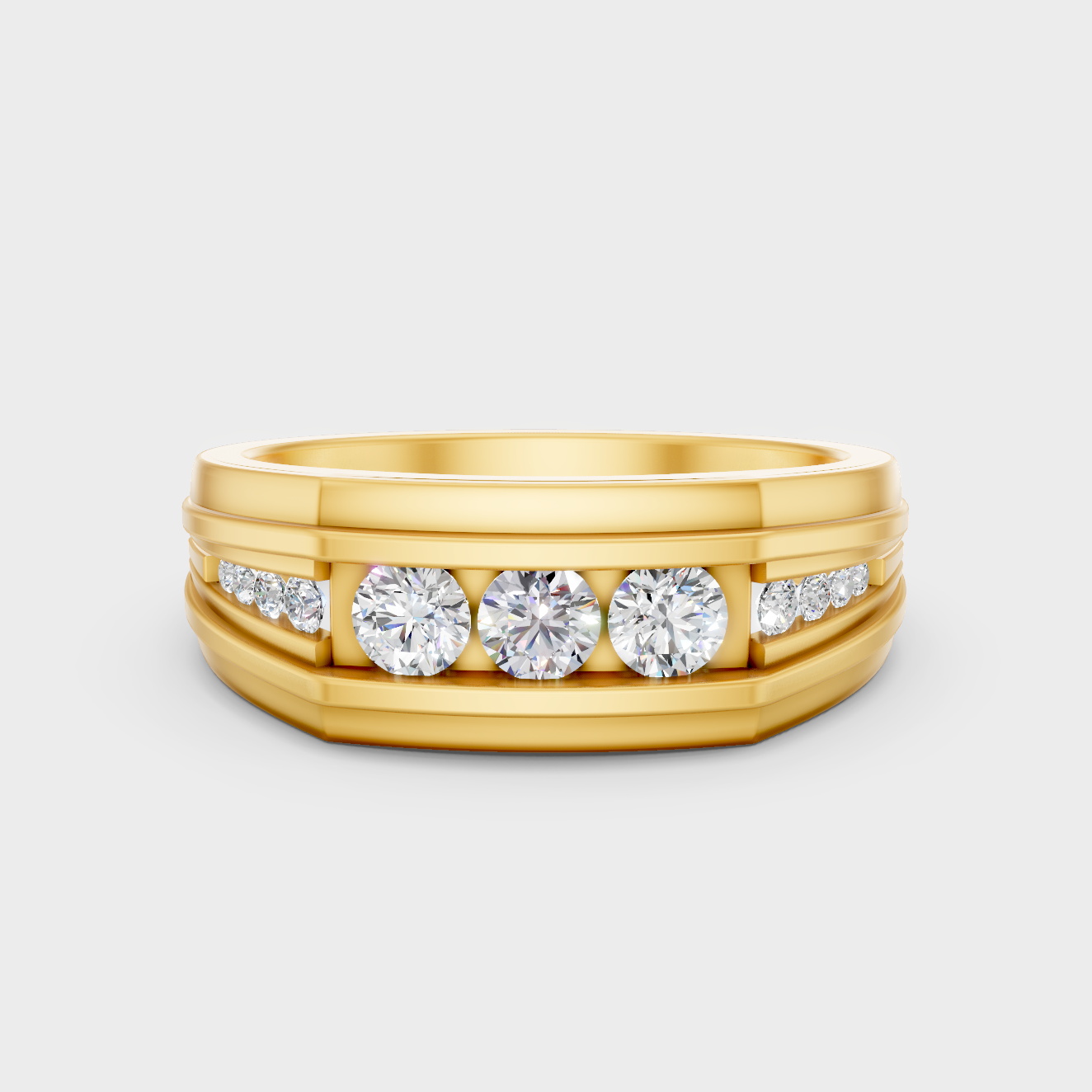 Certified 0.59 Carat Round-Cut Lab-Grown Diamond Men’s Ring In 18K Yellow Gold