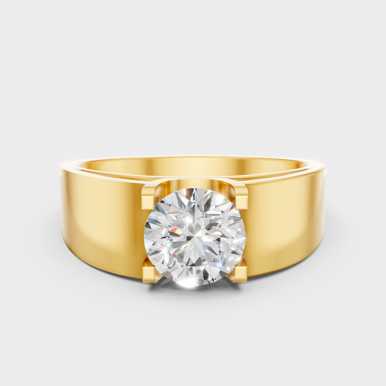 Certified 0.95 Carat Round-Cut Lab-Grown Diamond Men’s Ring In 18K Yellow Gold