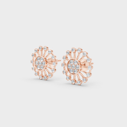 9K Rose Gold Round-Cut Lab-Grown Diamond Earrings With Hallmark Quality 