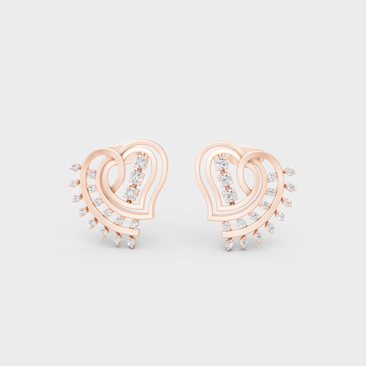 High-Polish Rose Gold 0.44 Carat Total Weight Round Lab Diamond Studs For Bold Sparkle
