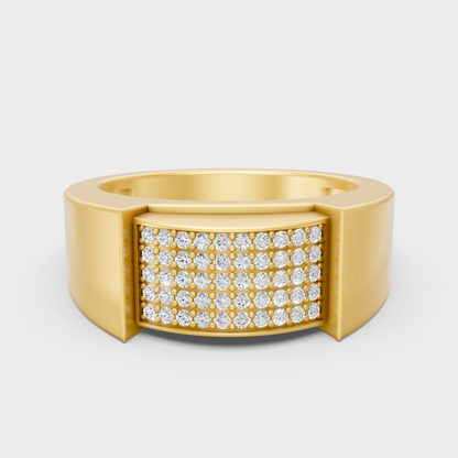 GLI Certified 0.25 Carat Round-Cut Lab-Grown Diamond Men’s Ring In 18K Yellow Gold