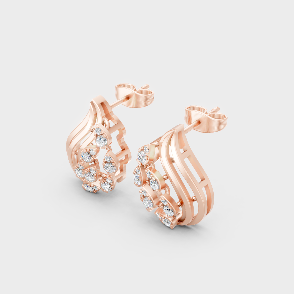 9K Rose Gold Round-Cut Lab-Grown Diamond Earrings With Hallmark Quality 