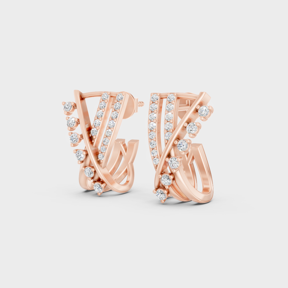  9K Rose Gold Round-Cut Lab-Grown Diamond Earrings With Hallmark Quality 