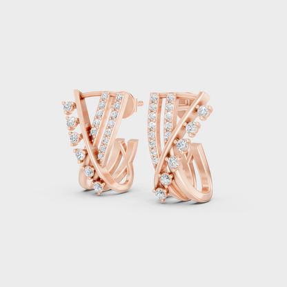  9K Rose Gold Round-Cut Lab-Grown Diamond Earrings With Hallmark Quality 