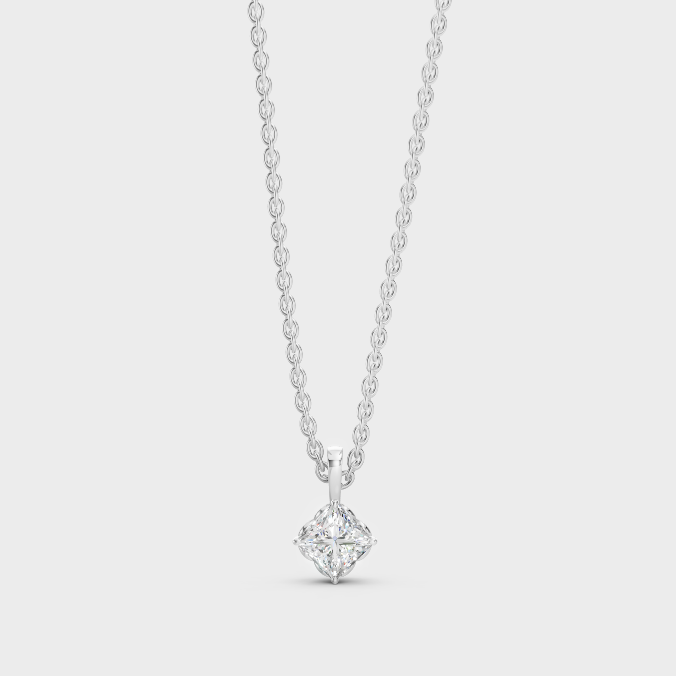 Premium 950 Platinum Princess-Cut Lab-Grown Diamond Solitaire Necklace