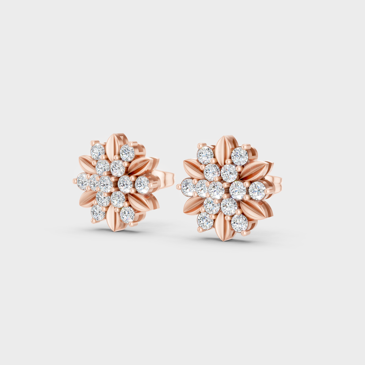 9K Rose Gold Round-Cut Lab-Grown Diamond Earrings With Hallmark Quality 