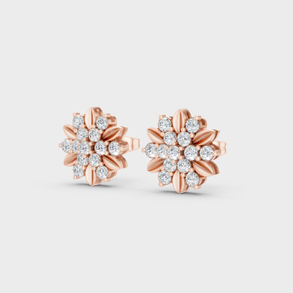 9K Rose Gold Round-Cut Lab-Grown Diamond Earrings With Hallmark Quality 