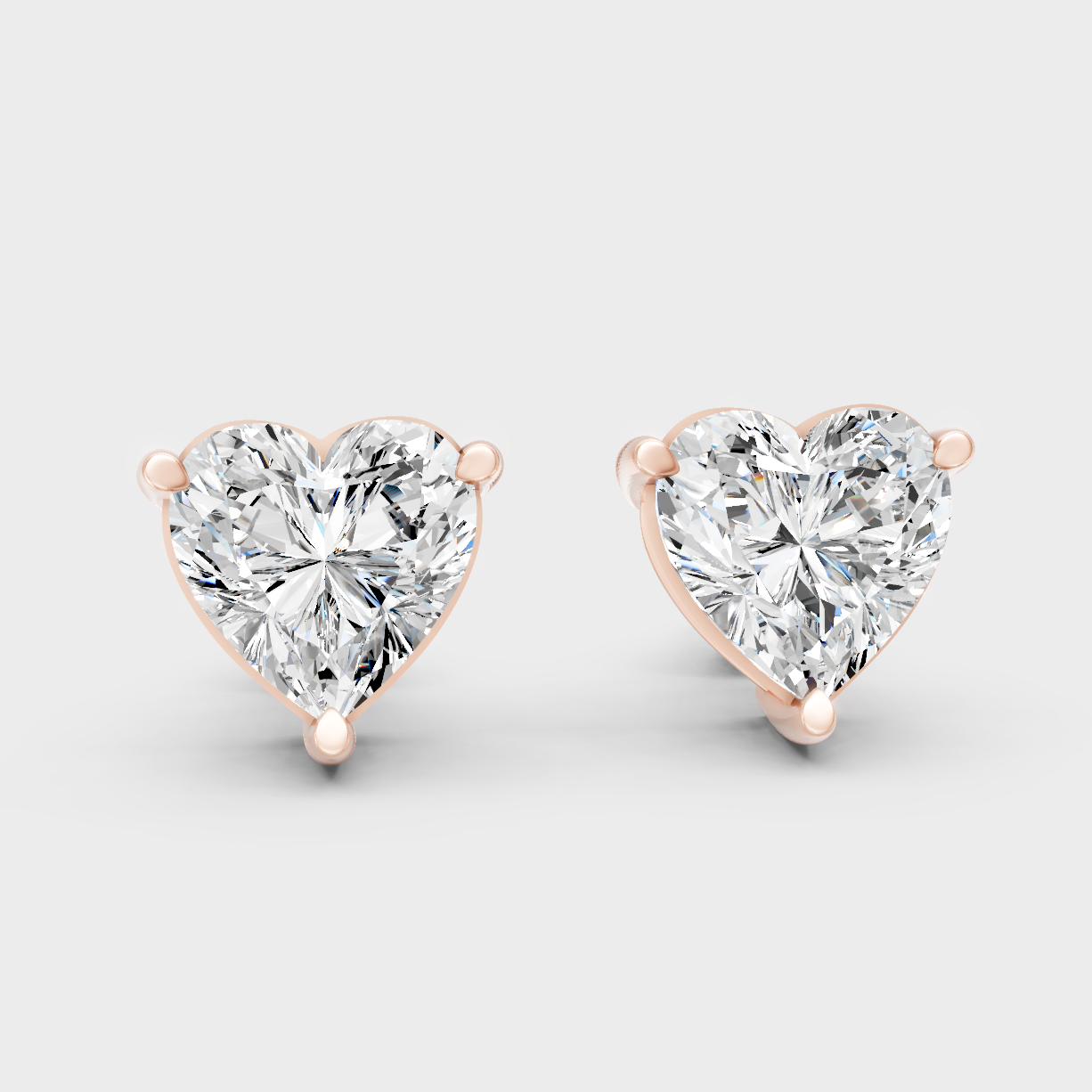 1.50 Ct Total Heart Cut Lab-Grown Diamond Earrings 0.75 Ct Each In Rose Gold