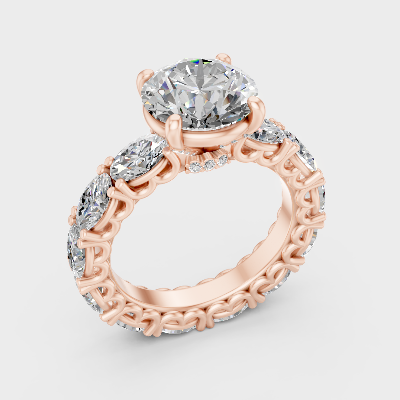 Ethical Lab Grown Round Oval Ring In Rose Gold