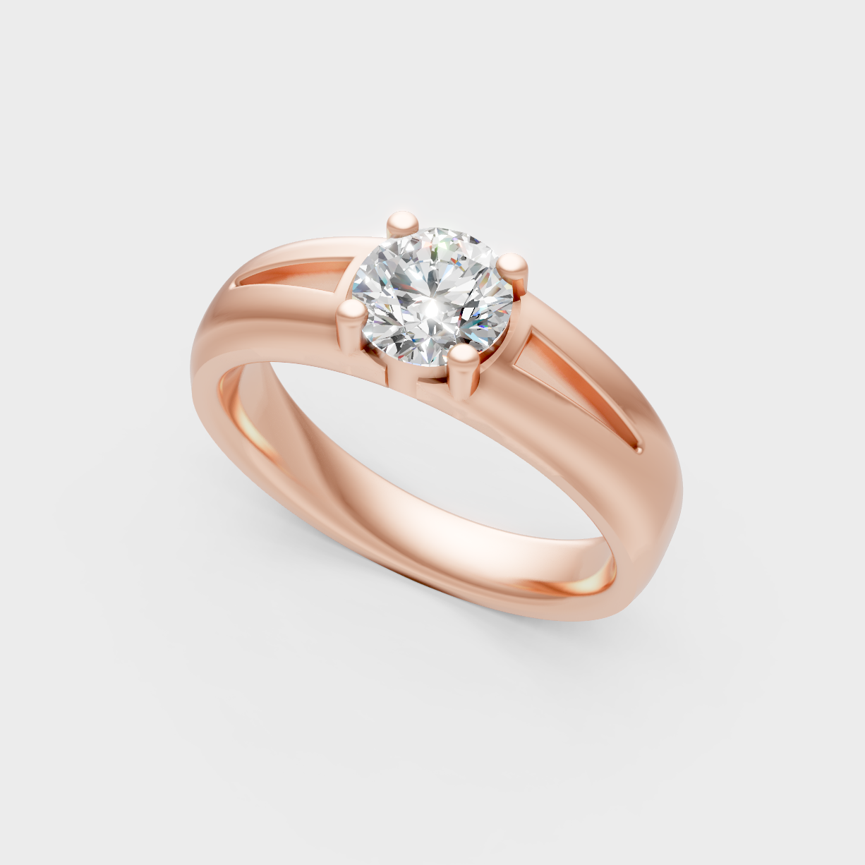 Sleek 14K Rose Gold Engagement Ring Featuring A Certified 1.15Ct Round Lab Diamond