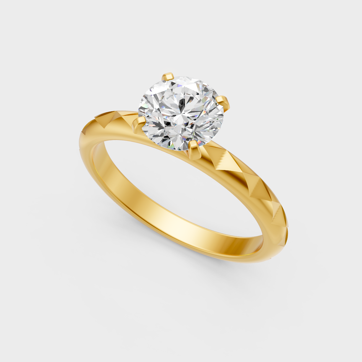 Sustainable  Yellow Gold Ring With Igi Certified Round-Cut Lab Diamonds