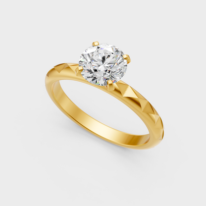 Sustainable  Yellow Gold Ring With Igi Certified Round-Cut Lab Diamonds