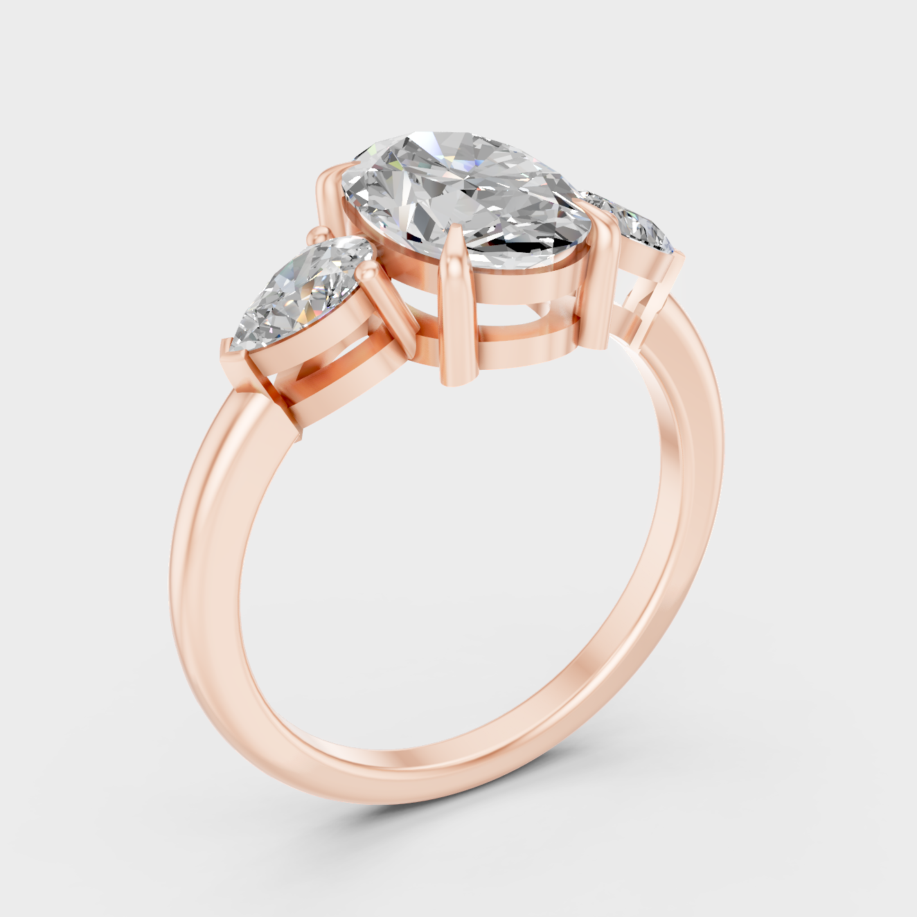 Ethical Lab Grown Oval Pear Ring In Rose Gold