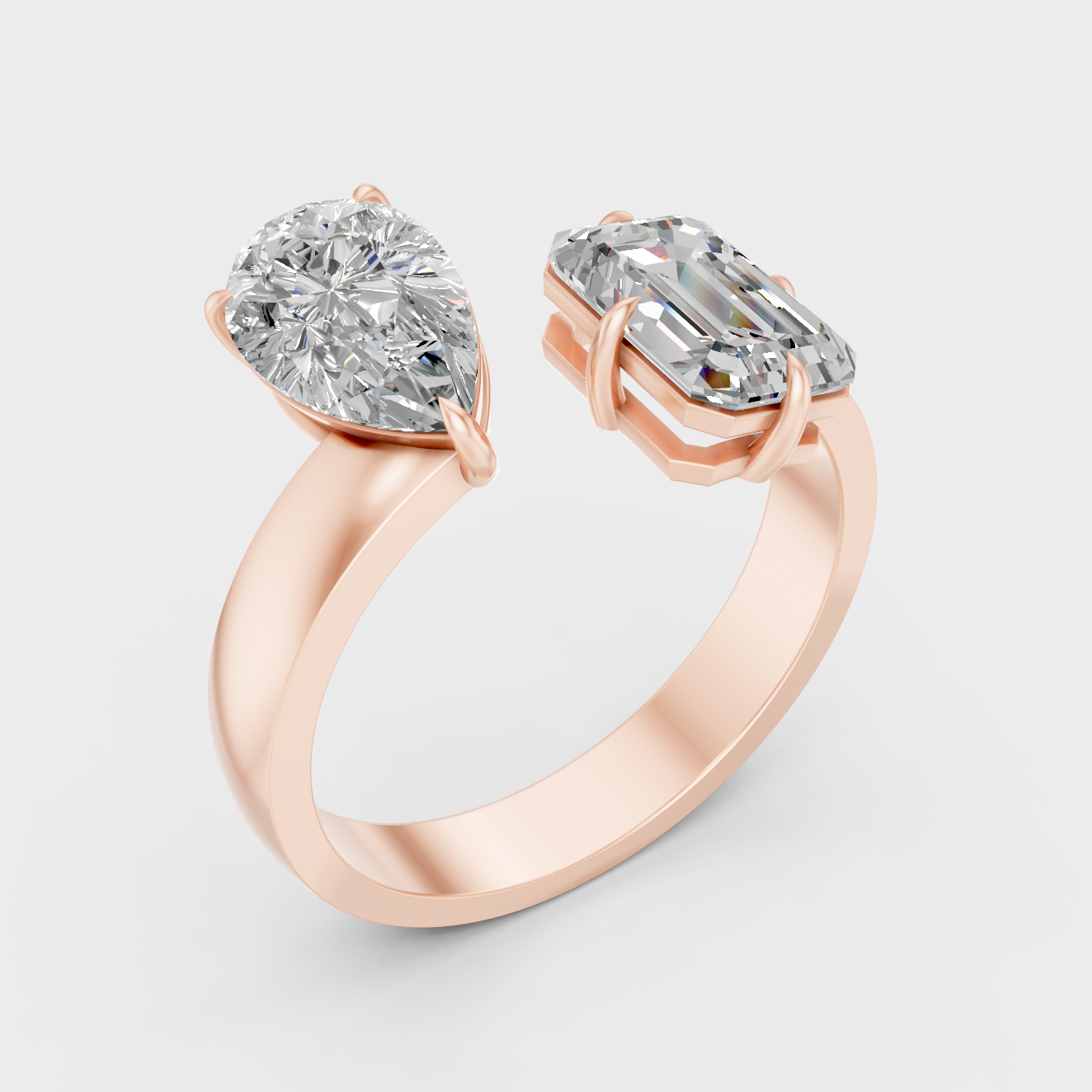 Ethical Lab Grown Toi Et Moi Ring In Rose Gold