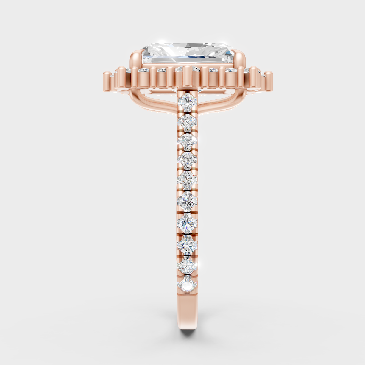 High-Polish Rose Gold 3.79 Carat Radiant Lab Diamond Ring For Maximum Sparkle