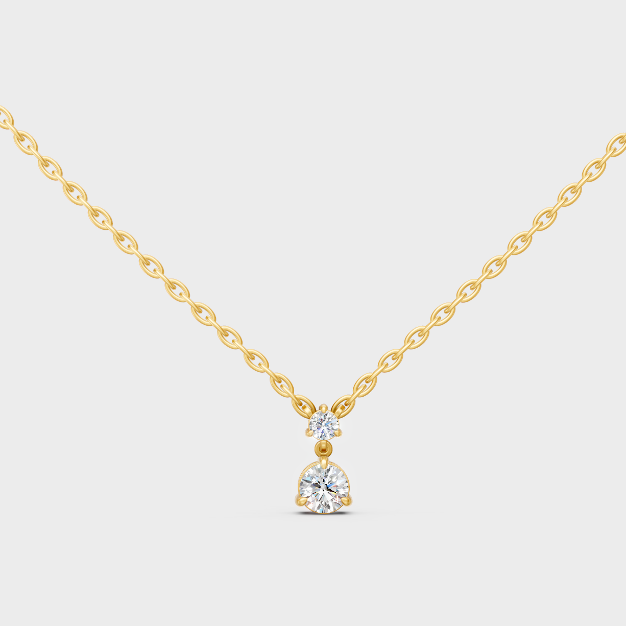 0.61 Ct Round Cut Lab-Grown Diamond Pendant In Yellow Gold