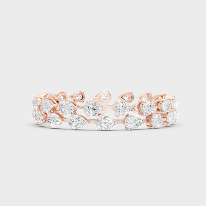 26.52 Ct Pear Cut Certified Lab-Grown Diamond Bracelet Rose Gold