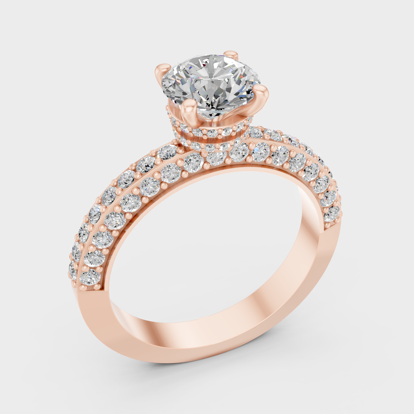 Ethical Lab Grown Hidden Halo Ring In Rose Gold