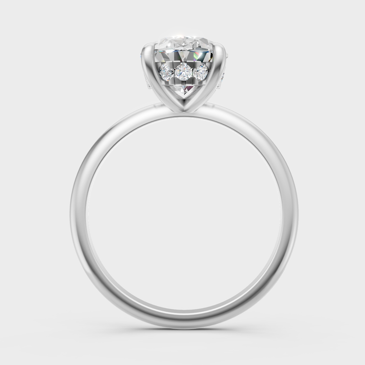  Hallmarked 14K White Gold Ring With 2.59Ct Brilliant Oval Lab Diamond Detail