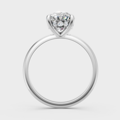  Hallmarked 14K White Gold Ring With 2.59Ct Brilliant Oval Lab Diamond Detail