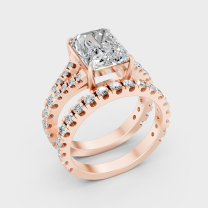 Ethical Lab Grown Radiant Ring Set In Rose Gold