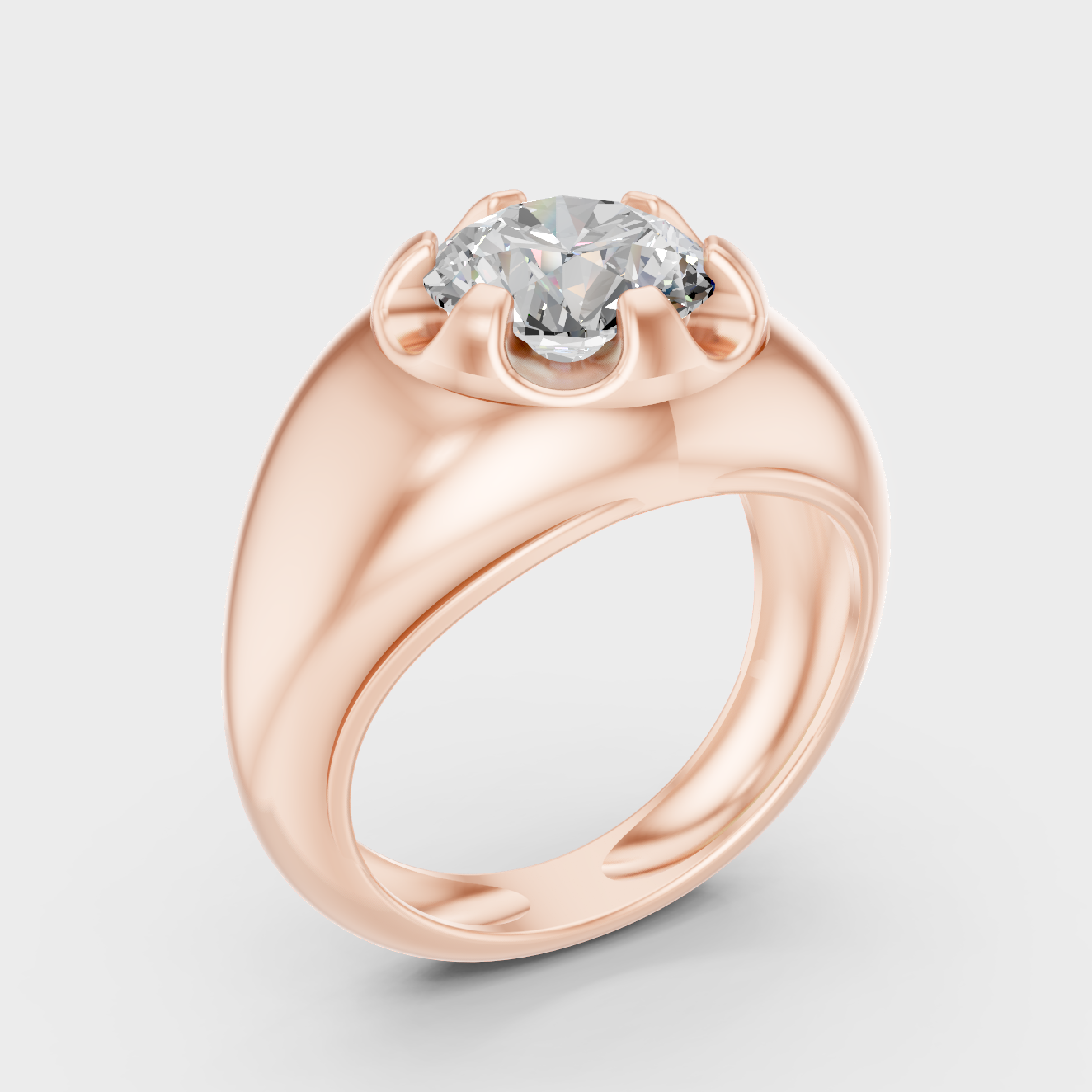 Ethical Lab Grown Mens Diamond Ring In Rose Gold