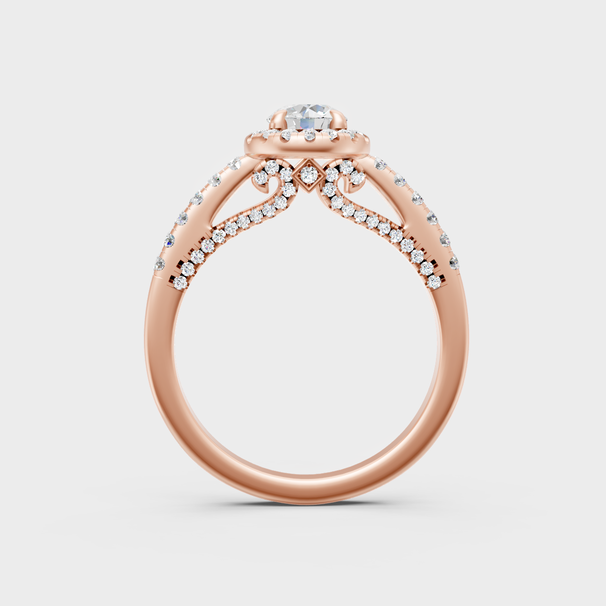 Modern 9K Rose Gold Halo Engagement Ring With Brilliant Sustainable Lab Diamonds