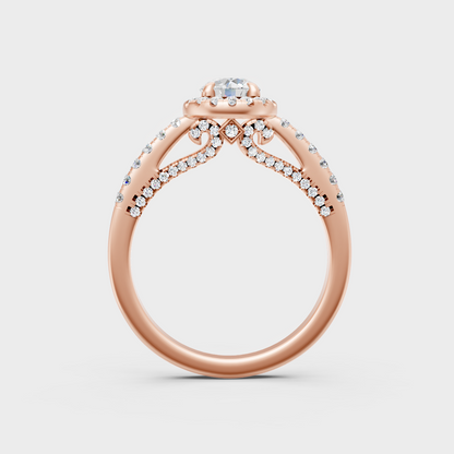 Modern 9K Rose Gold Halo Engagement Ring With Brilliant Sustainable Lab Diamonds