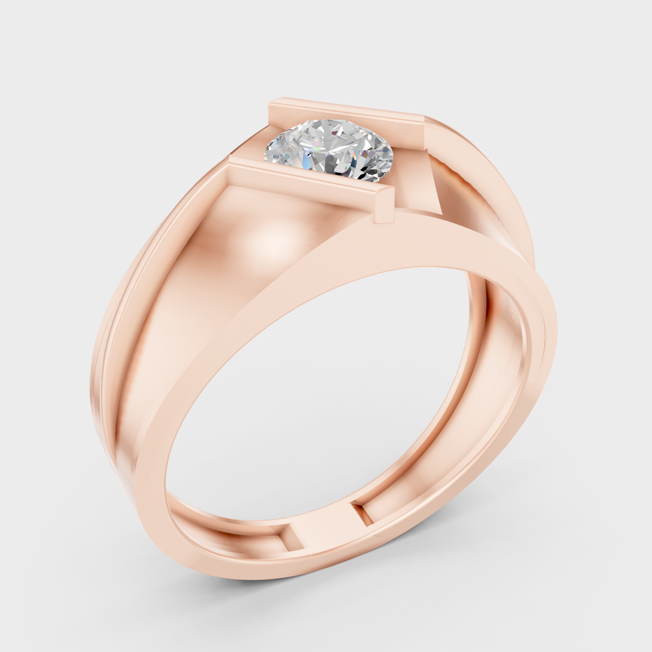 Ethical Lab Grown Mens Diamond Ring In Rose Gold