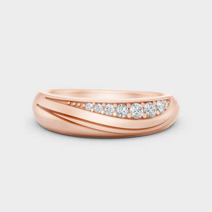 Modern 18K Rose Gold Men’s Ring With 0.14Ct Round Lab-Grown Diamond