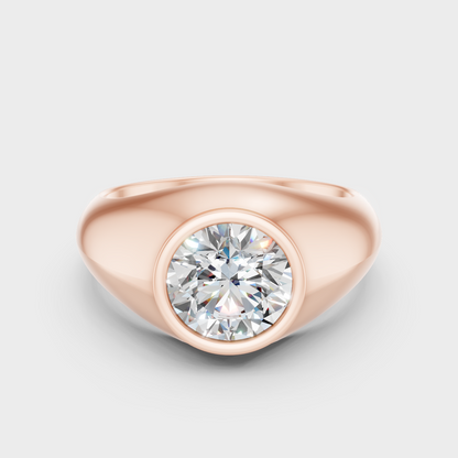 Modern 18K Rose Gold Men’s Ring With Round Lab-Grown Diamond
