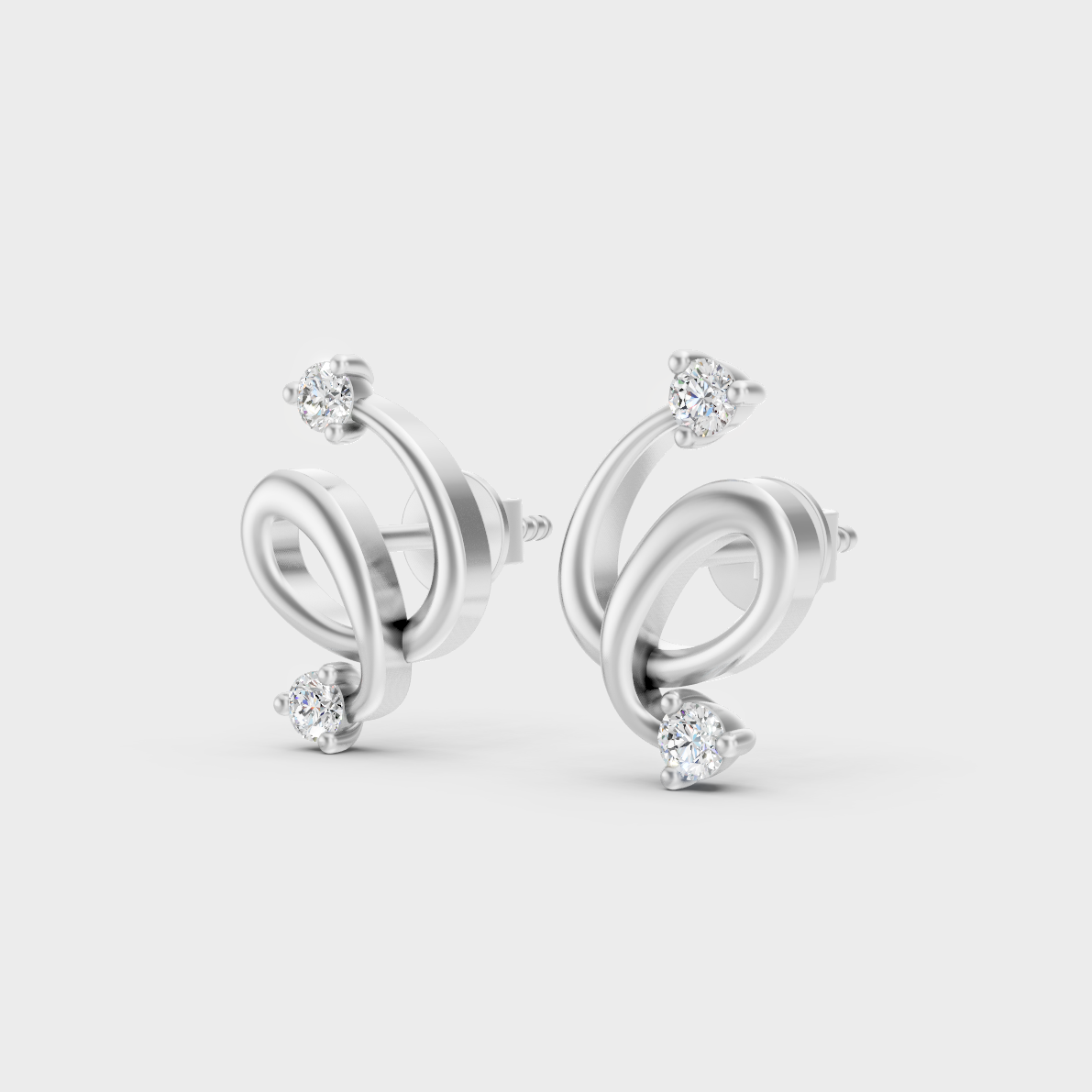 9K White Gold Round-Shaped Lab-Grown Diamond Studs With Clean Minimalist Design 
