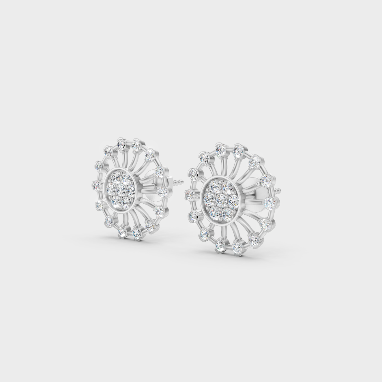 9K White Gold Round-Shaped Lab-Grown Diamond Studs With Clean Minimalist Design